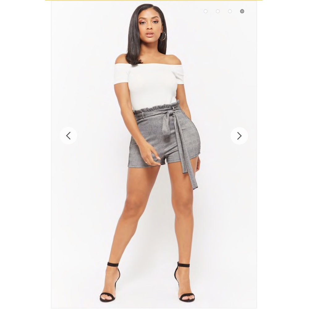 Off-the-Shoulder Glen Plaid Combo Romper